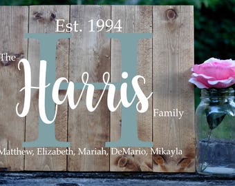 Personalized Family Name Sign Pallet Sign Engraved Sign Home Decor Housewarming Gift Wall Decor Initial Sign Shabby Chic Farmhouse