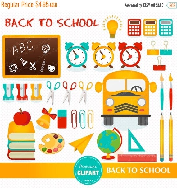 80% OFF SALE Back to school clipart, school clipart, bus clipart, pencil clipart, clipart images, commercial use - CA168 Il_570xn