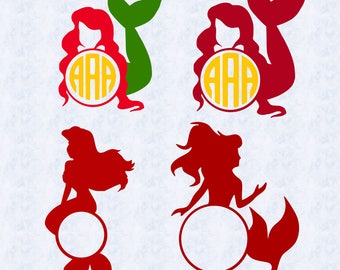Mermaid monogram SVG, Mermaid dxf, monogram clipart, cut file cricut, silhouette cameo, vinyl cut