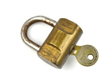 Vintage Bike Lock Cylinder Brass Padlock Bike Pak Bicycle Lock with Key
