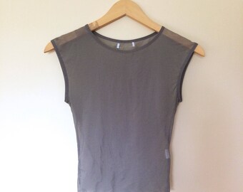 Mesh see-through green sleeveless crop top