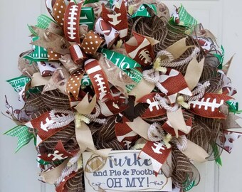 Football Wreath, Thanksgiving Wreath, Turkey Wreath, Sports Wreath