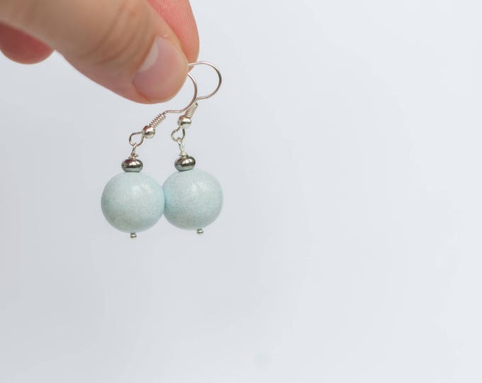Light blue bridal earrings, Light blue earrings, Pale blue earrings, Light blue drop earrings, 14mm earrings, 14mm ball earrings, 8-18 mm