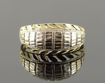 10k Leaf Textured Filigree Band Ring Gold