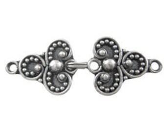 Handmade Bali 925 Oxidized Sterling Silver ornament clasp - 1 set