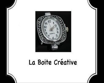 SILVER ANTIQUE METAL SQUARE WATCH FACE