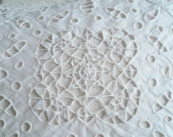 ANTIQUE FRENCH PILLOW, Lace Boudoir Pillow, Hand Made Lacework, Dates from 1900's.