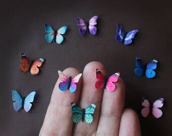 4 pcs Realistic 1.8cm Double Sided Tiny Miniature Fabric Butterflies Fabric Butterfly for Rings Earrings Craft Jewelry Hat Making Findings
