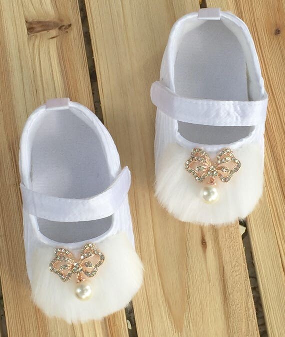 White Satin Soft Sole Crib Shoes Newborn Baby Baby Girl