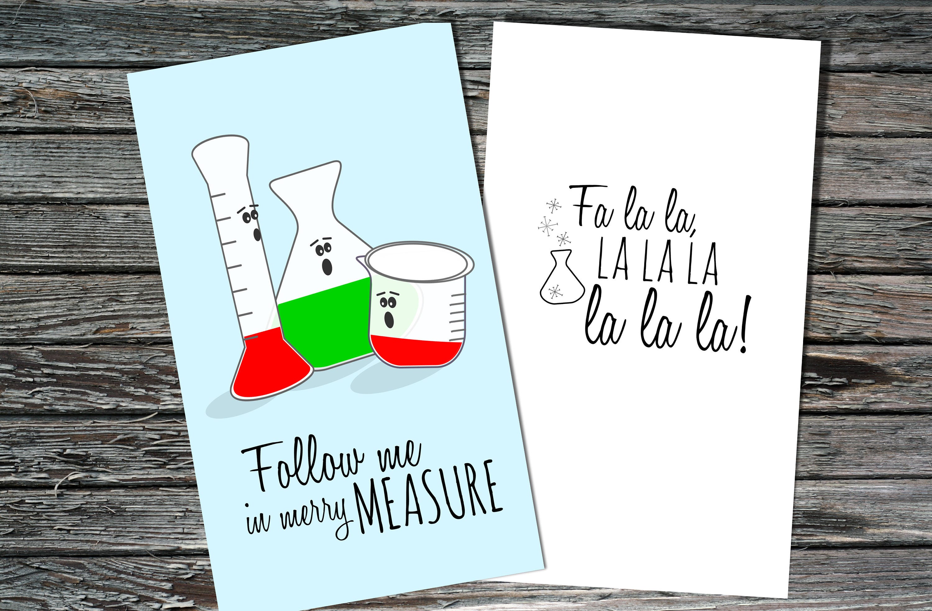 Mini Science Holiday / Christmas Cards Set of 12 Merry