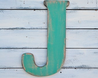 Large wooden letter / Torquoise letter / letter decor / rustic home decor / bedroom decor / nursery decor / made to order, all letters avail