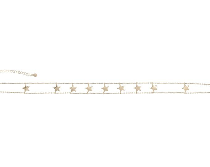 Star Choker Necklace Simple Star Necklace, Sterling Silver Choker Necklace, Gold Plated Filled Star