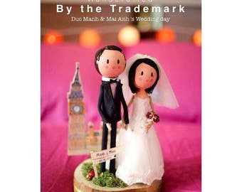 Custom wedding cake topper, Wedding doll, Wedding dolls gift, Wedding couple, Bride, Groom, Wedding ceremony, Cake topper figurine
