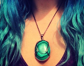 Polished Malachite Necklace for Healing and Transformation - heart chakra stone
