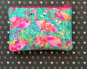 Flamingo Rose linen pouch 21x15cm main image 1