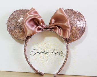 Rose Gold Inspired Mickey Ears/MinnieEars/Bow/Ears/Rose Gold/Mickey/Minnie/Rose Gold Mickey Ears/Rose Gold Minnie Ears/Mickey Ears