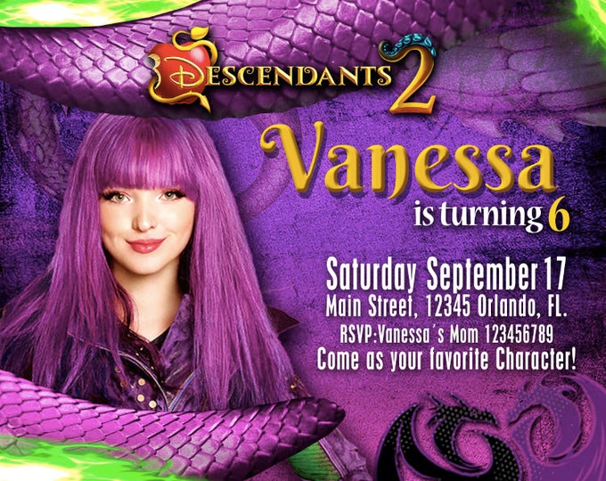Birthday Invitation Disney Descendants 2 MAL - We deliver your order in record time! Less than 4 hours! Best Value. Descendants 2 Party