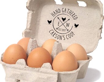 Custom Egg Carton Stamp | Vintage Chicken Coop Stamp | Hand Gathered Carton | Farm Name Chicken Coop Sign | Backyard Chicken Egg Carton