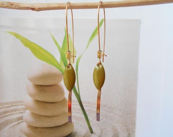 khaki sequin gold earrings