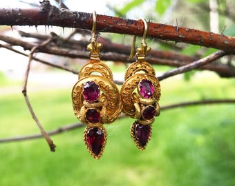 Gorgeous Victorian Garnet Earrings