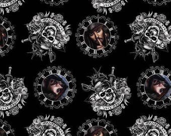 Pirates of the Caribbean Fabric Jack Sparrow Disney Fabric Black Material Disney Quilt Pirate Quilting Cotton Skull and Cross Bones
