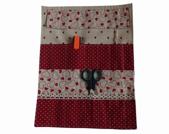 SALE Knitting needle organizer case Needle Storage Circular knitting case 21 pockets 100 % cotton Ready to ship Gift for the needlewoman