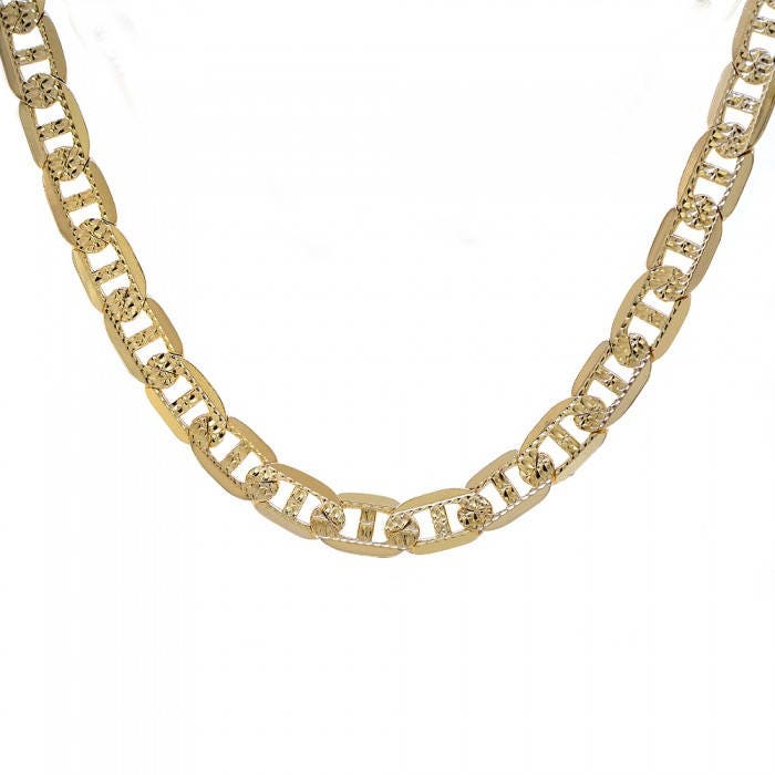 Mens 14k Yellow Gold Gucci Link Diamond Cut Chain 24