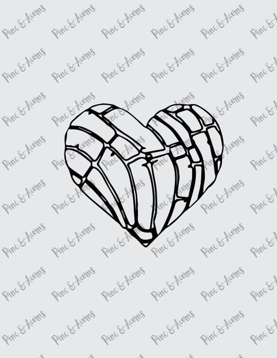 Concha Heart Concha Mexican Pastry SVG File Vinyl cut