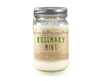Scented Candle Rosemary Mint, Handmade Scented Candles, Herb Scented Candle, Aromatherapy Candle, Gift for Her, Gift For Mom, gift for women