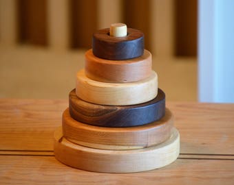Organic Wooden Stacking Rings Toy - wood toy - Wooden Shapes Stacking Toy - Ring Stacker - Montessori - waldorf