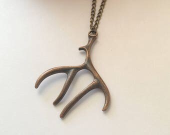 Deer Antler Long Necklace. Deer Antler Keychain.