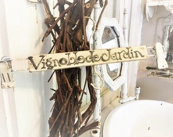 Hand Painted French Hanger ~ Vignoble de Jardin Wood Pants Scarf Organizer ~ European Inn Garden Sign, Luxury Hotel Vineyard Bedroom Decor