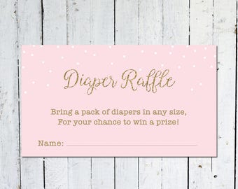 Diaper Raffle Ticket, Baby Shower, Pink And Gold, Diaper Raffle Insert, Confetti, Printable, Instant Download