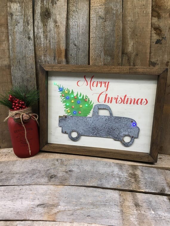 Rustic Metal Truck Sign Old Truck Country Decor Christmas