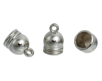 Silver end caps to stick 10 7.5 mm cord