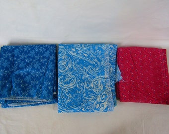 Lot of 3 pieces vintage cotton fabric 7 yards total