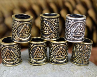BIG Viking Beard Ring Valknut. Beads for Beards or Hair. Runes. Thors Beard Bead. Celtic ornament bead. Scandinavian. Bead Dreads Or Hair