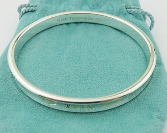 Authentic TIFFANY & CO Sterling Silver 1837 Bangle Bracelet