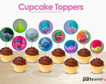 Trolls Cupcake Toppers | Troll party supplies | trolls birthday Cupcake | Trolls Birthday | printable cupcake toppers | trolls printables