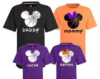Halloween Family Mickey Minnie Shirts, Matching Vacation Shirts, Disney Shirts Vacation, Mickey Shirts, Pumpkin, Spiderweb, Fall