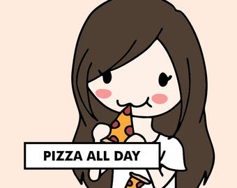PIZZA NIGHT Stickers / planner stickers, food stickers, eating stickers, pizza delivery, lunch stickers, dinner stickers / SD1