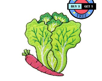 Lettuce Pink Carrot Nature Vegetable Chinese Cabbage Foods Fruit Embroidered Iron On Patch Heat Seal Applique Sew On Patches