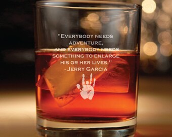 Rocks Glass with Jerry Garcia Quote (grateful dead, jerry garcia, steal your face, grateful dead, grateful dead gift, grateful dead merch)