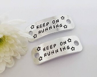Personalised Trainer Tags, Hand Stamped Trainer Tags, Keep on running..., Running Shoe Tag, Marathon Gift, Runner Gift, Running Gift
