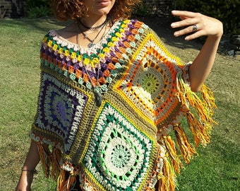 Unique creation fringed light weight poncho