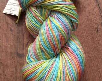 Hand dyed variegated yarn in superwash Merino Wool and Nylon stockings