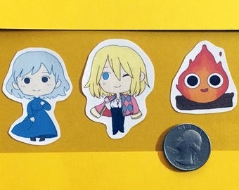 Howl's Moving Castle Sticker Set!! Howl Pendragon, Sophie Hatter, Calcifer Stickers, planner stickers, laptop stickers, anime stickers