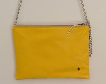 Yellow faux leather clutch