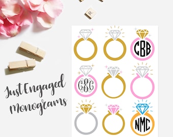 Just Engaged Monogram Sticker for Laptop Vine Mac Decal Monogrammed Decal Personalized Decal for Macbook Macbook Pro Decal Script Name Decal