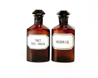 Antique european apothecary bottles set, medicine bottles, old bottles, pharmacy bottles vintage bottles apothecary jars amber glass bottles